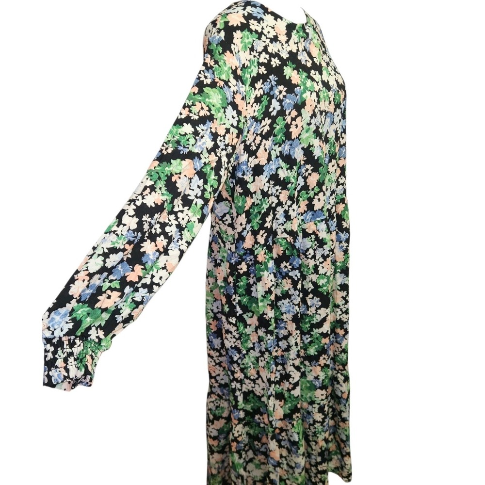 H&M Dress Womens M‎ Multicolour Floral Round Neck Long Sleeve Maxi Relaxed Fit - Picture 2 of 8